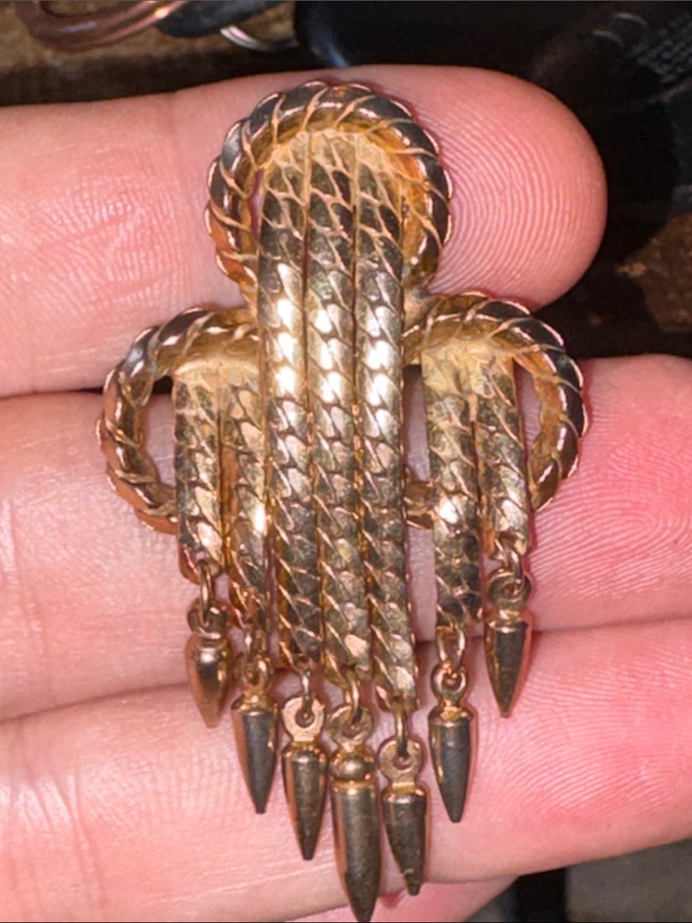 Vintage Well Made Gold-Tone Rope Fringe Brooch/Pin